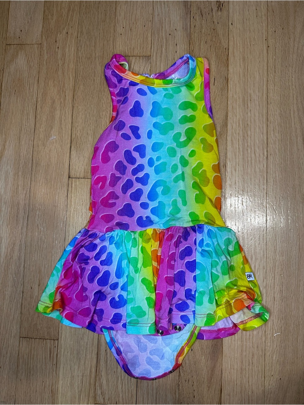 Bums & Roses 12-18M Rainbow Leopard Print Skirted One-Piece
